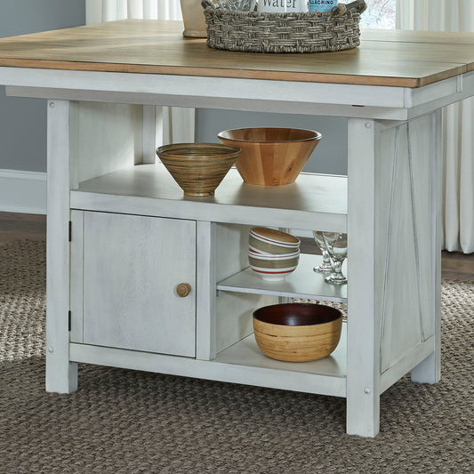 Lindsey Farm - Kitchen Island Base - Weathered White & Sandstone