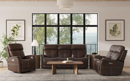 View - Power Reclining Loveseat With Console, Power Headrest & Lumbar