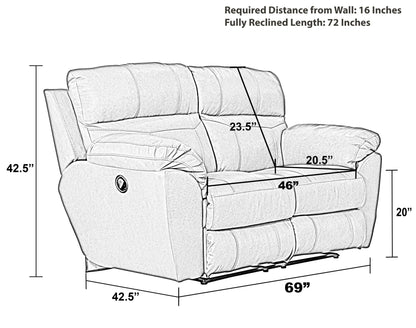 Costa - Power Lay Flat Reclining Loveseat