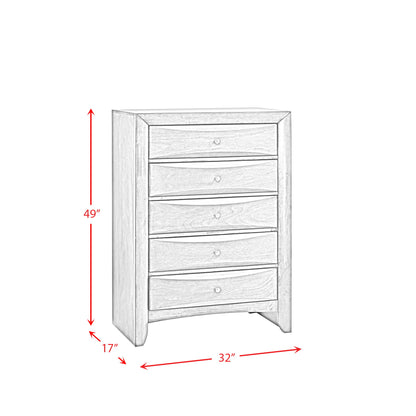 Emily - 5-Drawer Chest (Sturdy) - Gray