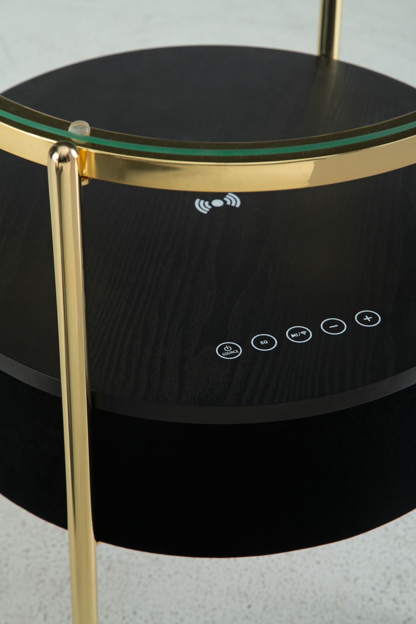 Nedman - Accent Table With Speaker - Black / Gold Finish