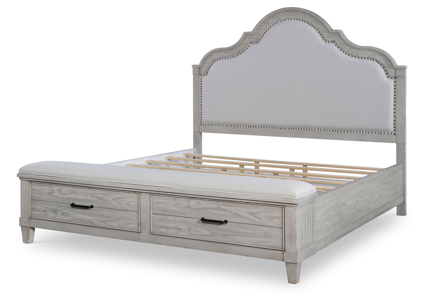 Belhaven - Queen Upholstered Bench Storage Footboard - Pearl Silver