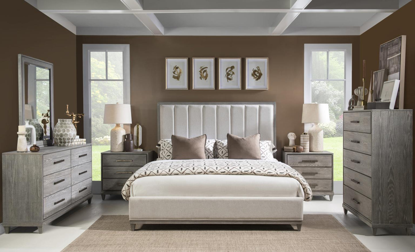 Artesia - Upholstered King Headboard - Smokey Taupe