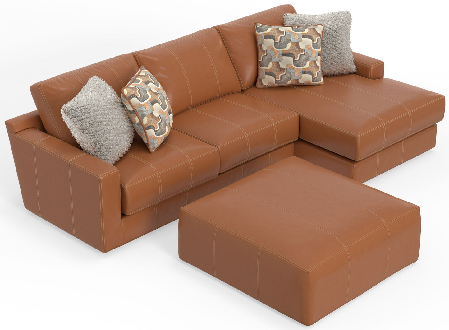 Minori - Italian Leather Sofa / Chaise And Cocktail Ottoman