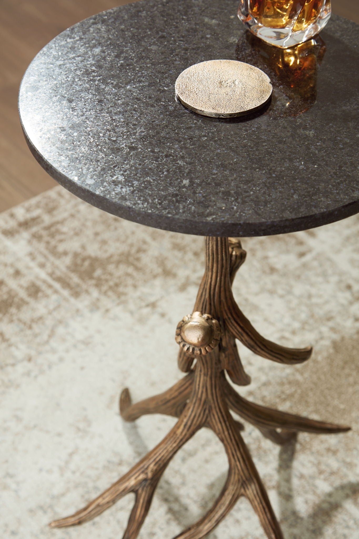 Lemkins - Accent Table - Black / Antique Gold Finish