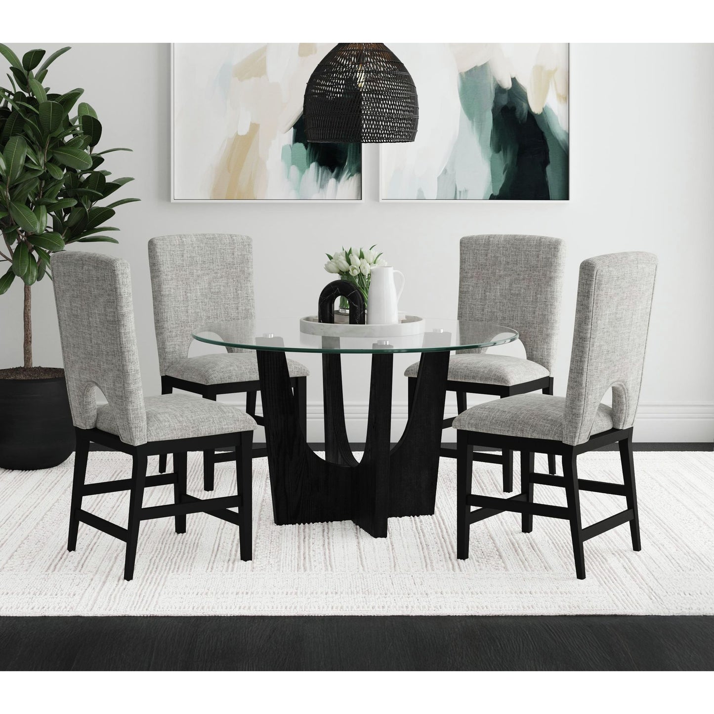 Oregon - 5 Piece Counter Height Dining Set (Round Counter Table And Four Chairs)