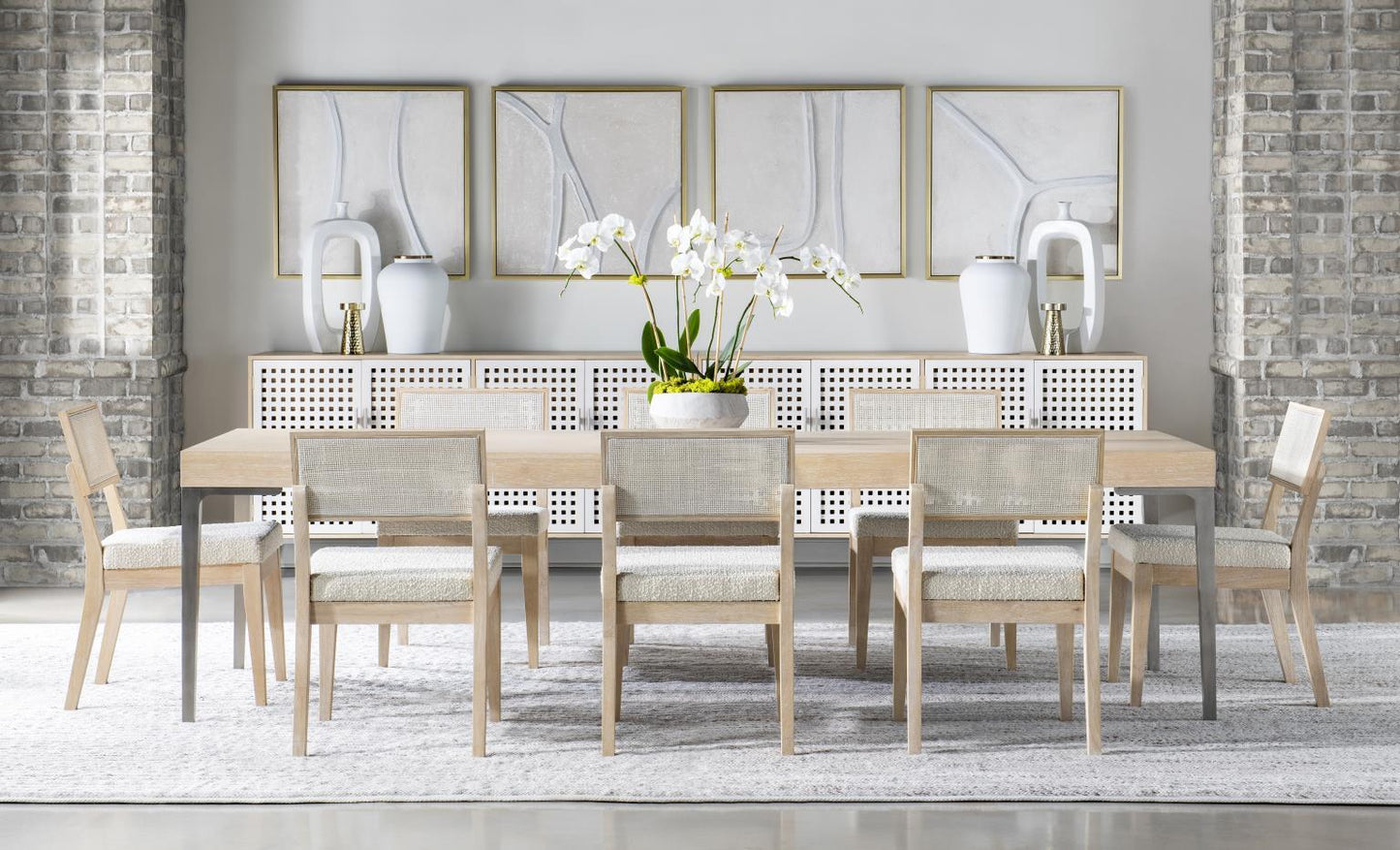 Biscayne - Complete Leg Table With One Leaf - Malabar With Alabaster Fronts