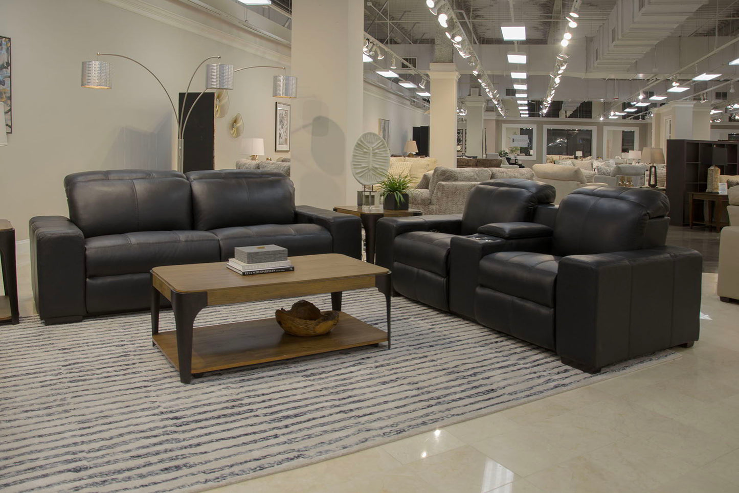 Ferrara - Power Adjustable Headrest Power Recliner Sofa With Zero Gravity - Black