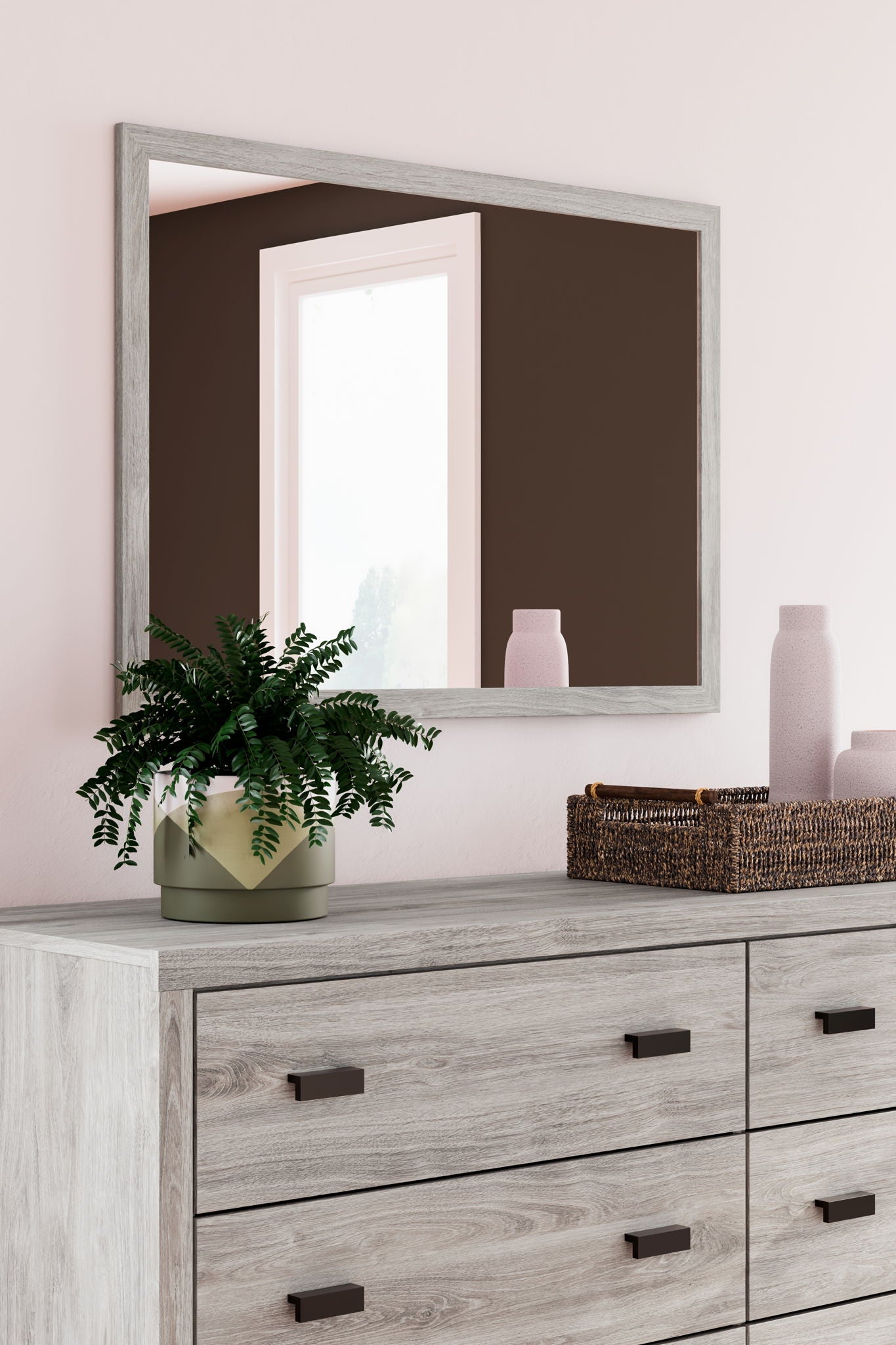 Vessalli - Dresser And Mirror - Gray