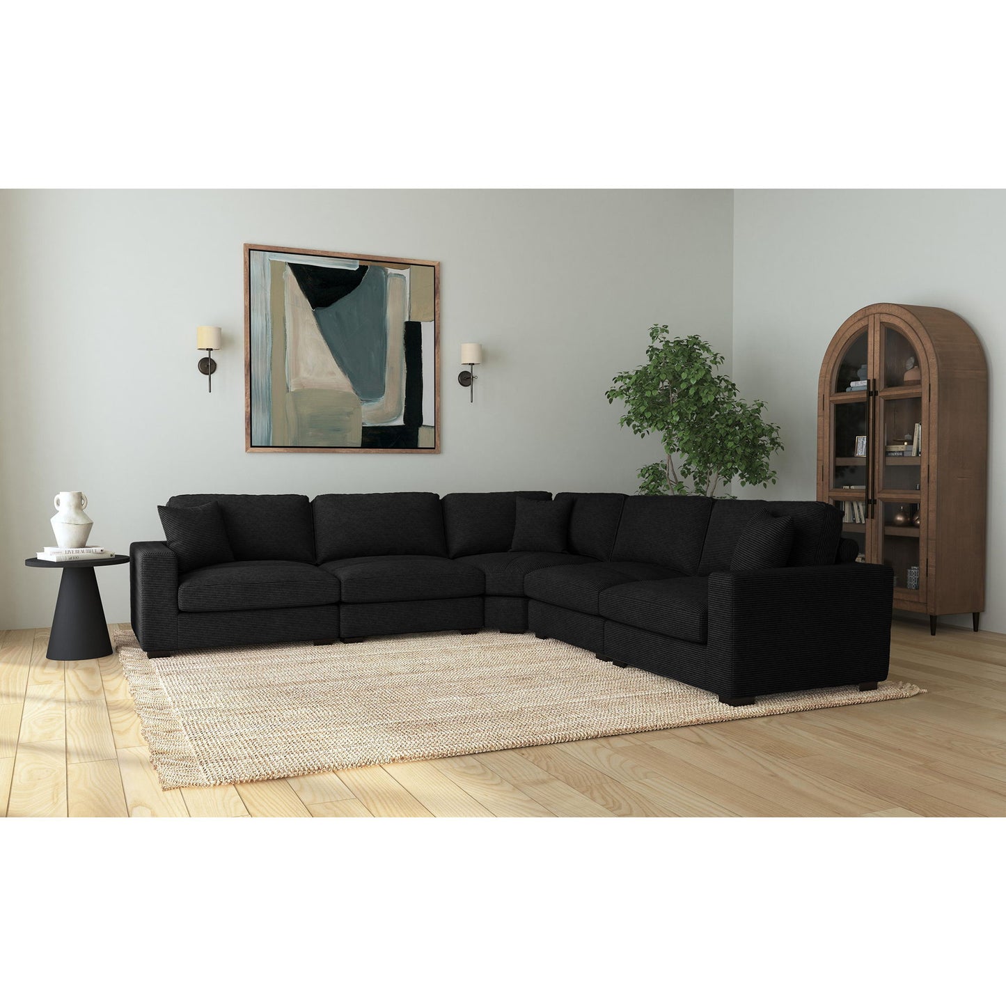 Arizona - Modular RHF Armchair With 1 Pillow 20" - Steno Black