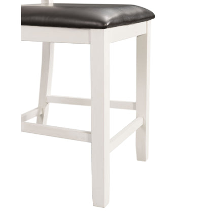 Martin - Counter Side Chair With Black PU (Set of 2) - White Finish