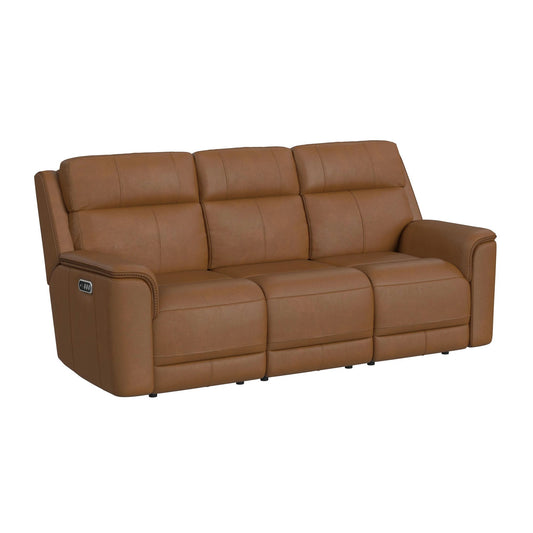 Mustang Power Motion Sofa with DDT; Wireless Charger; Power Headrest and Lumbar in Aline Butternut
