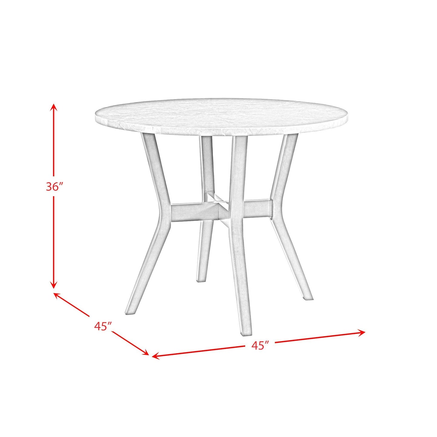 Ambridge - 5 Piece Round Counter Set With Faux Marble Top - Brushed Gray