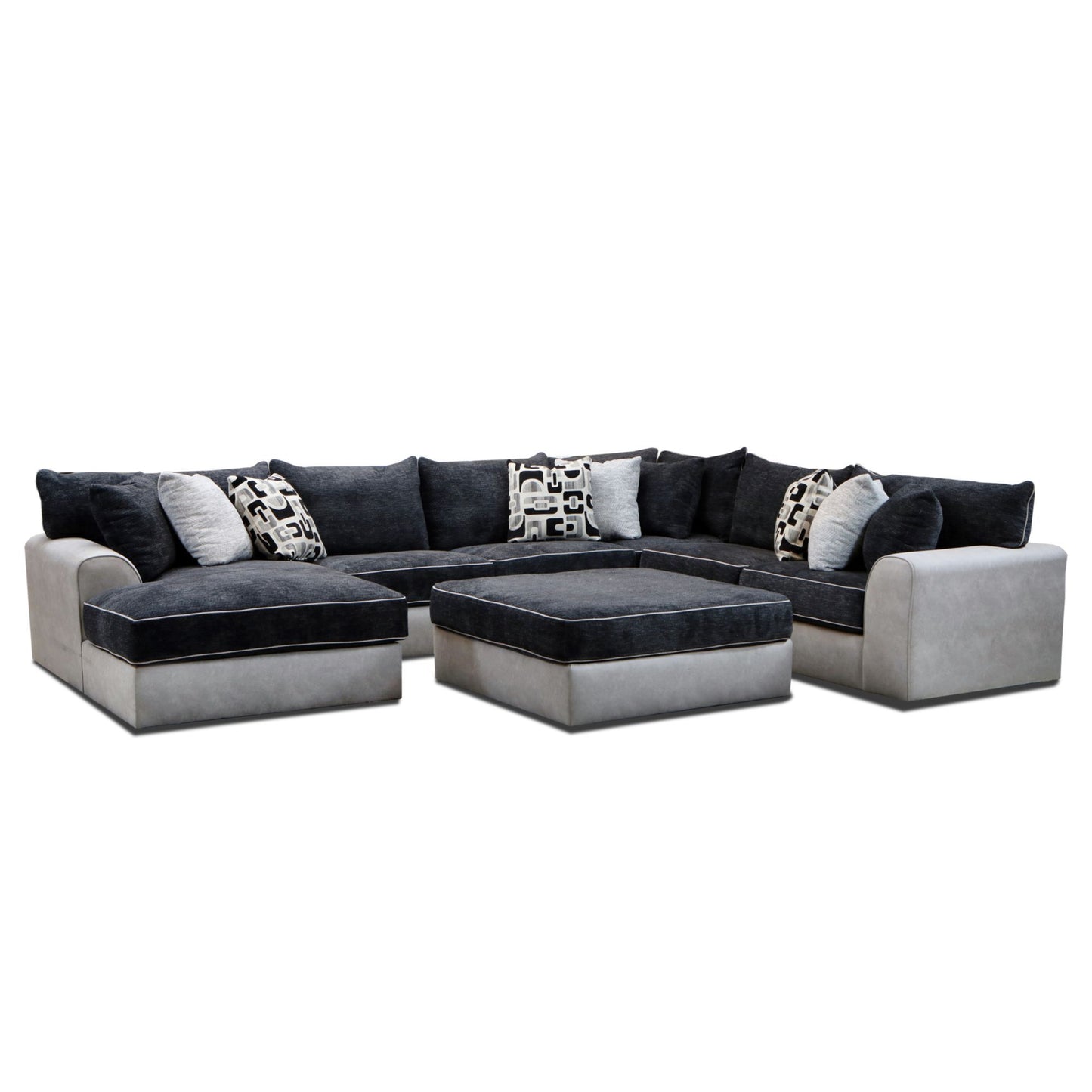 Klein - LHF Armless Return Sofa With 3 Pillows - Bentley Ash / Zaftig Ebony