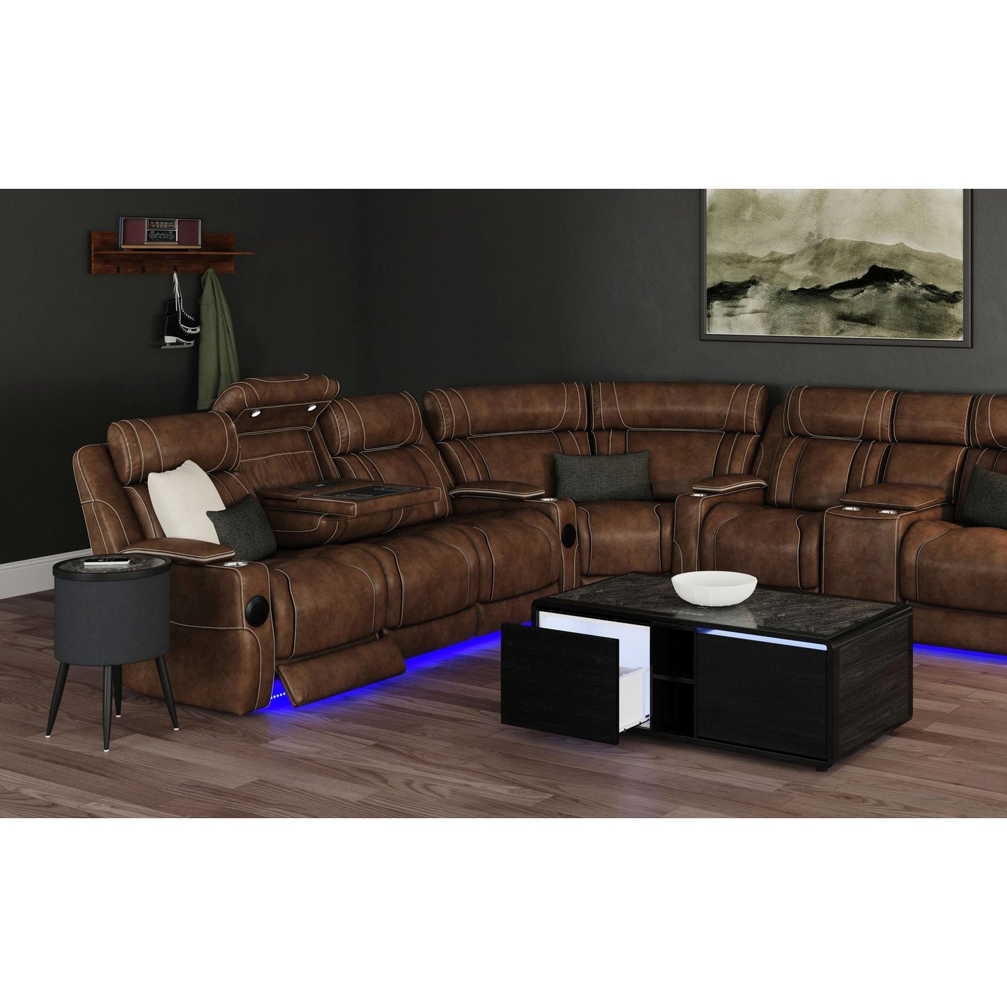 Halo - Round Smart End Table - Black