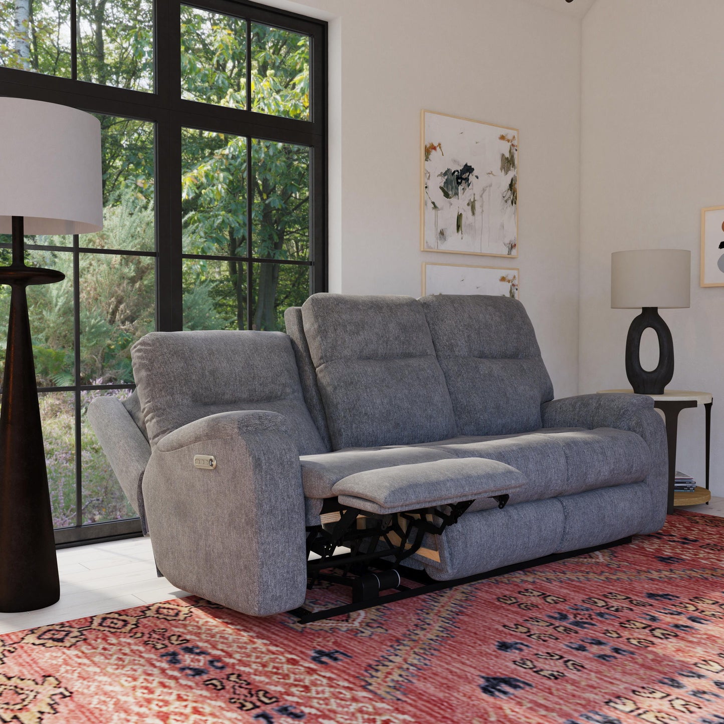 Penn - Fabric Power Reclining Sofa With Power Headrests & Lumbar