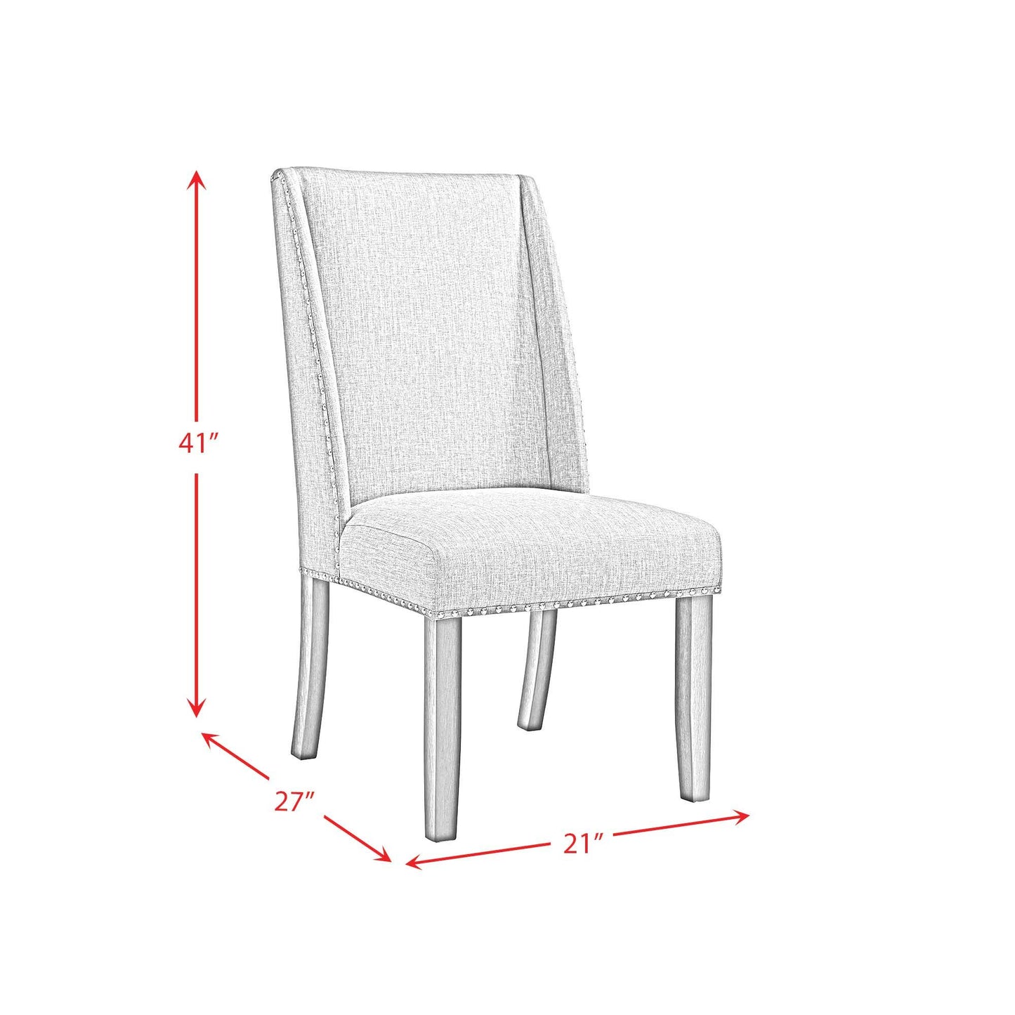 Everdeen - Side Chair With Gray Fabric and Nail Heads (Set of 2) - Charcoal