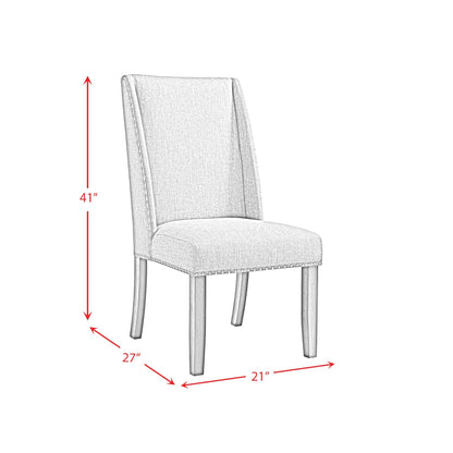 Everdeen - Side Chair With Gray Fabric and Nail Heads (Set of 2) - Charcoal
