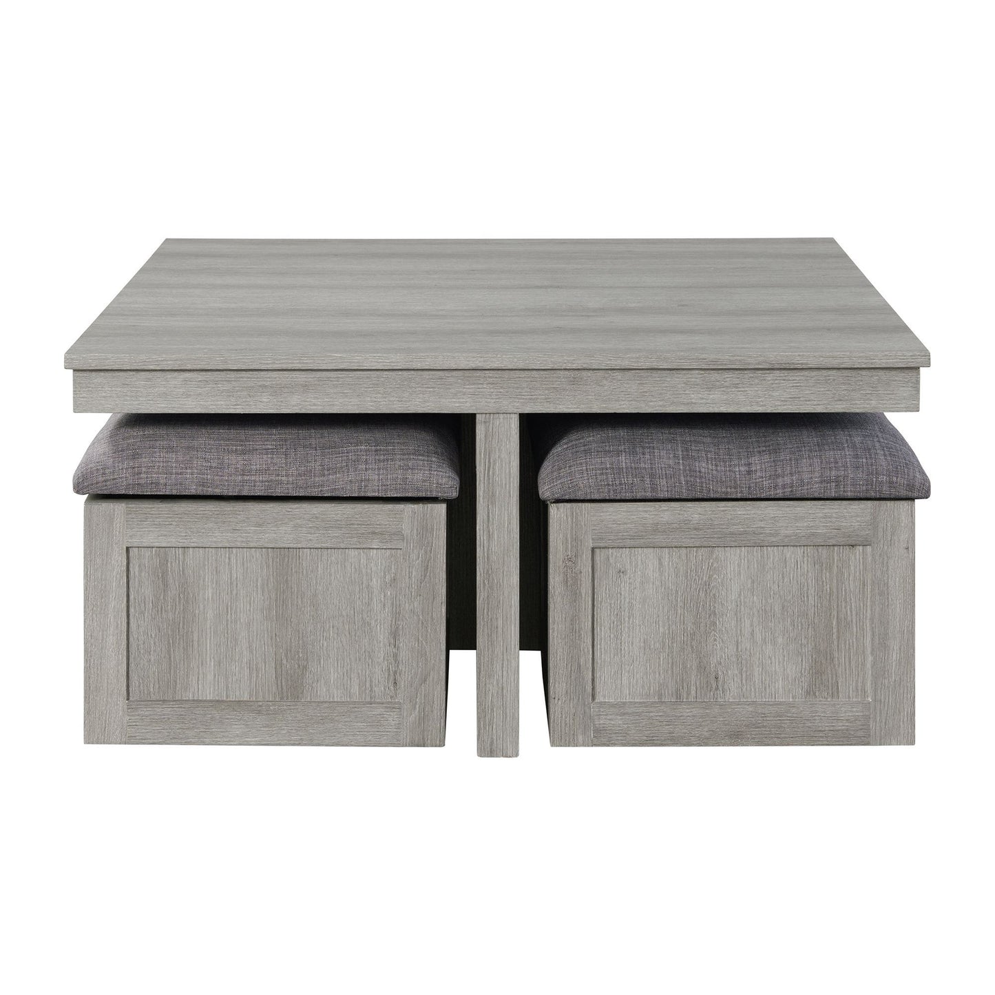 Uster - Coffee Table With Four Storage Stools - Gray
