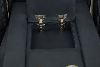 Warren - Power Reclining Sofa With Console, Power Headrest & Lumbar - Black