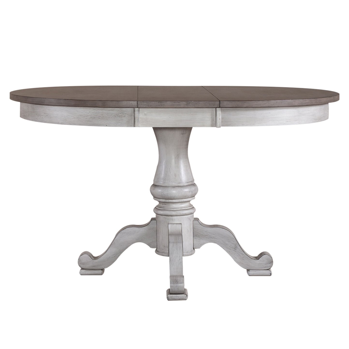 Ocean Isle - Single Pedestal Table Top - Antique White & Dark Brown