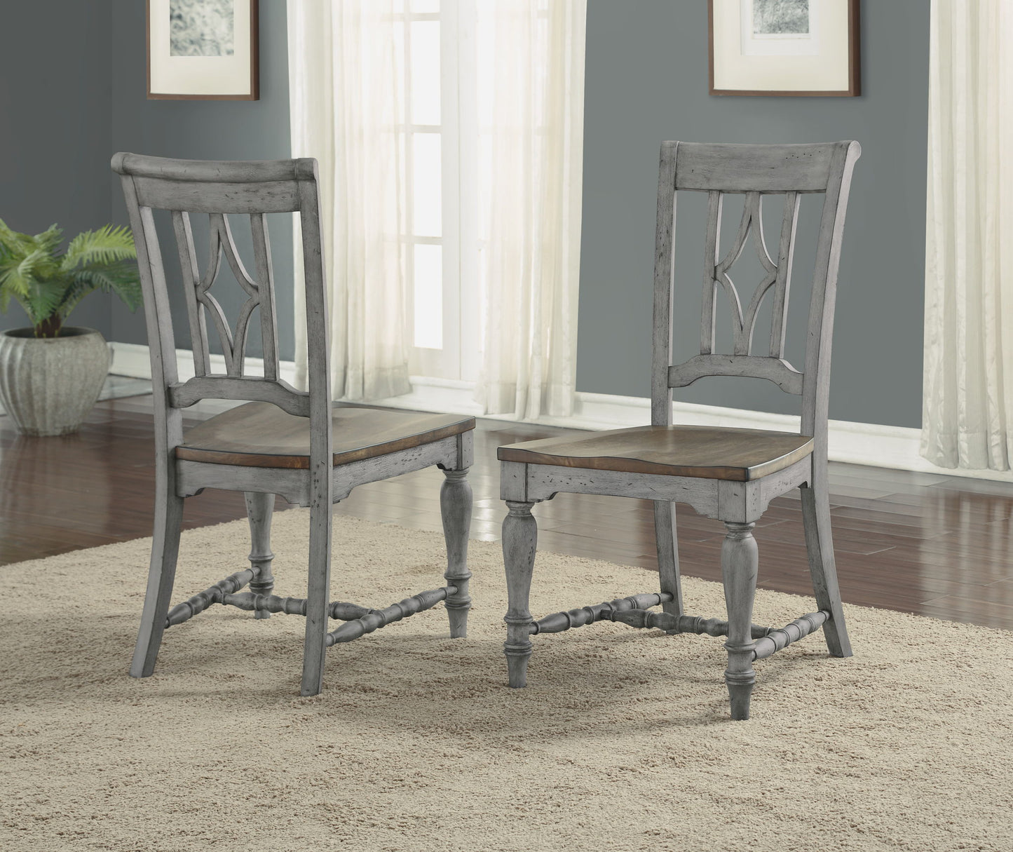 Plymouth - Dining Chair - Gray / Dark Brown