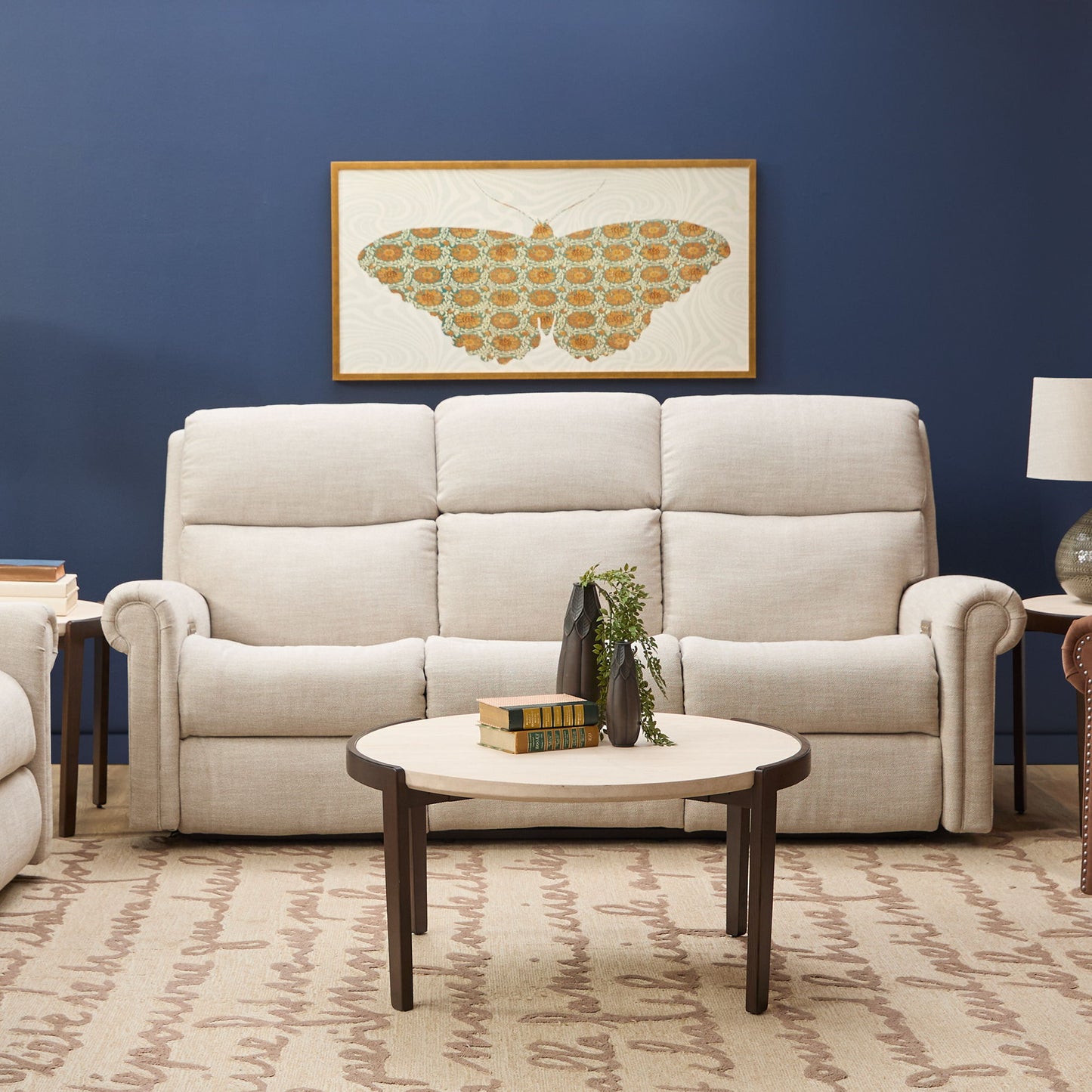 Bernard - Power Reclining Fabric Sofa With Console, Power Headrest, & Lumbar