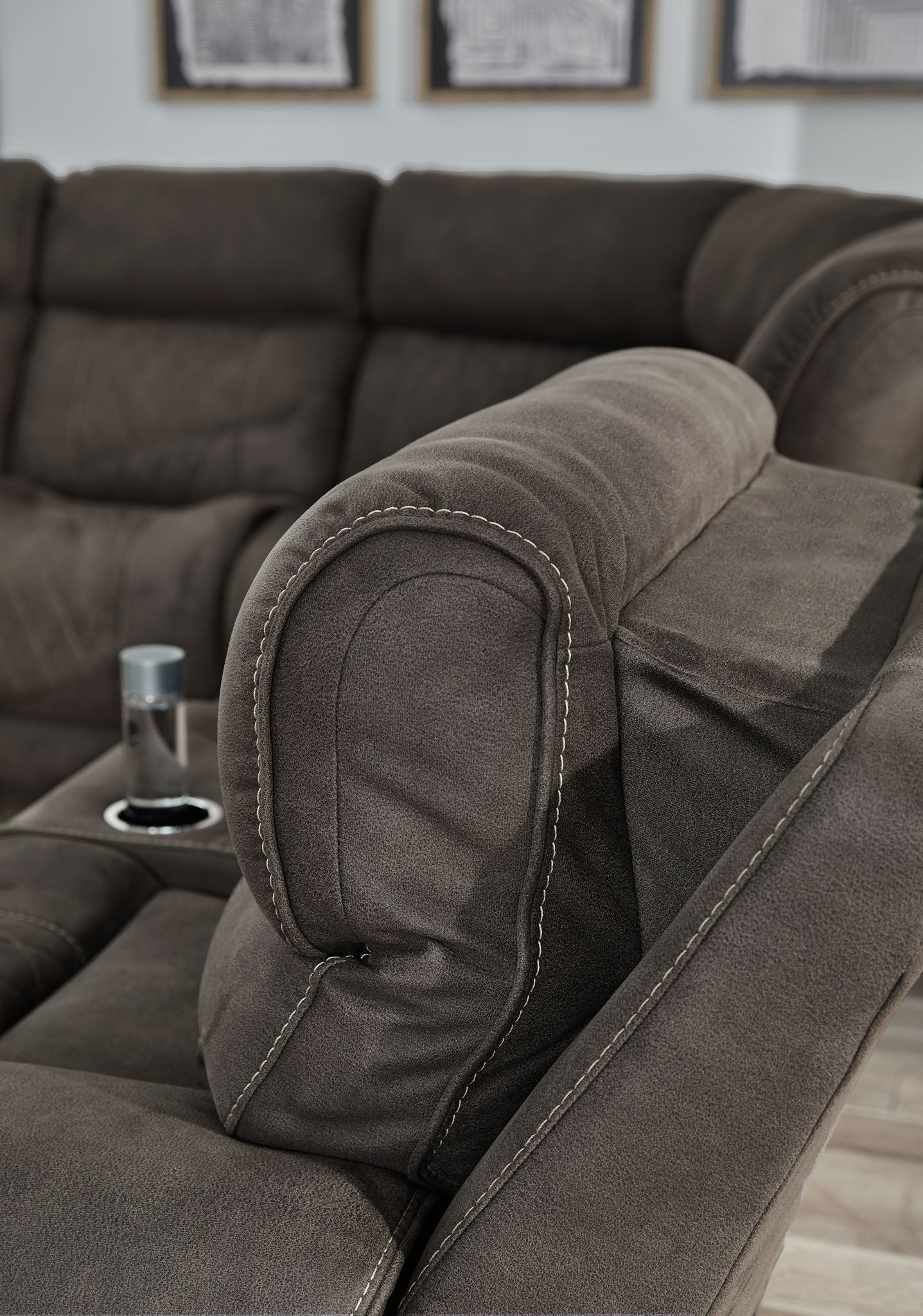 Hoopster - Zero Wall Power Recliner with Console 6 Pc Sectional - Gunmetal