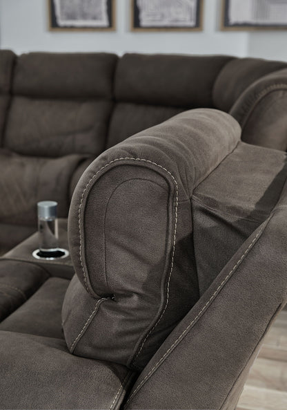 Hoopster - Zero Wall Power Recliner with Console 6 Pc Sectional - Gunmetal