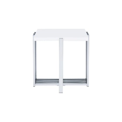 Cable - End Table - White / Silver