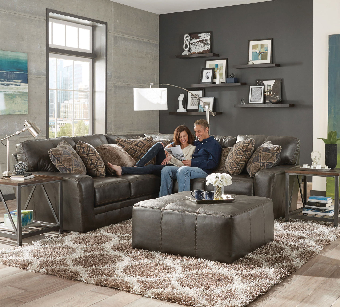 Denali - Italian Leather Match Sectional