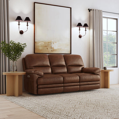 David - Power Reclining Sofa With Power Headrests & Lumbar - Pecan