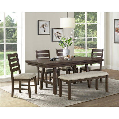Jax - 6 Piece Dining Set (72" Table, Four Chairs And Bench) - Cherry