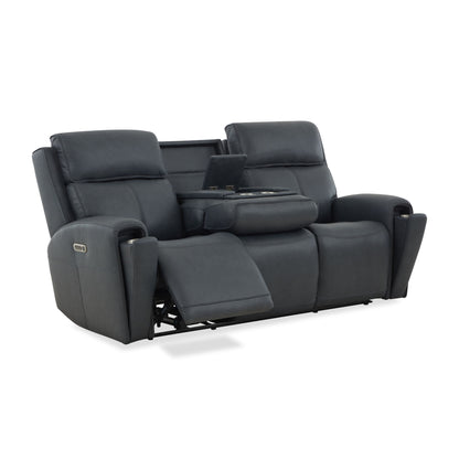 Warren - Power Reclining Sofa With Console, Power Headrest & Lumbar - Black