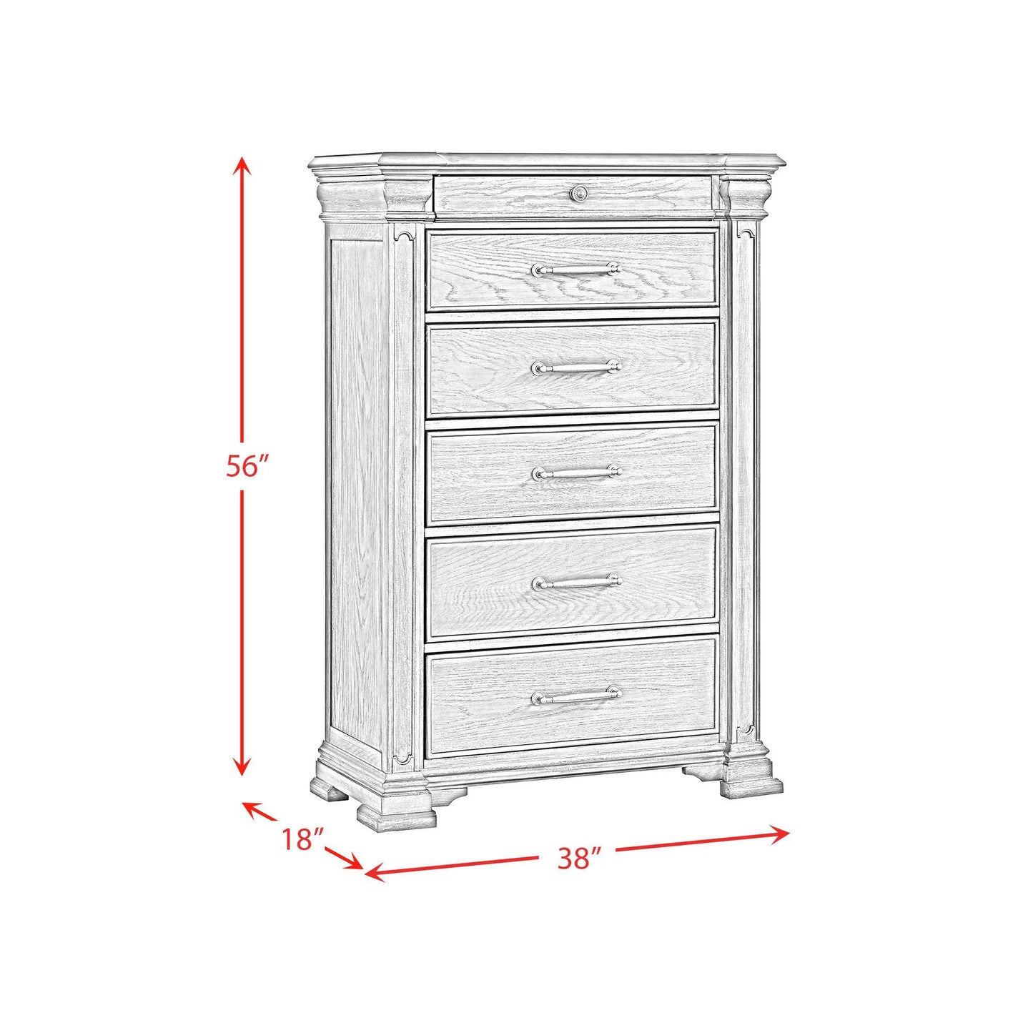 Kings Court - 6-Drawer Chest - Gray