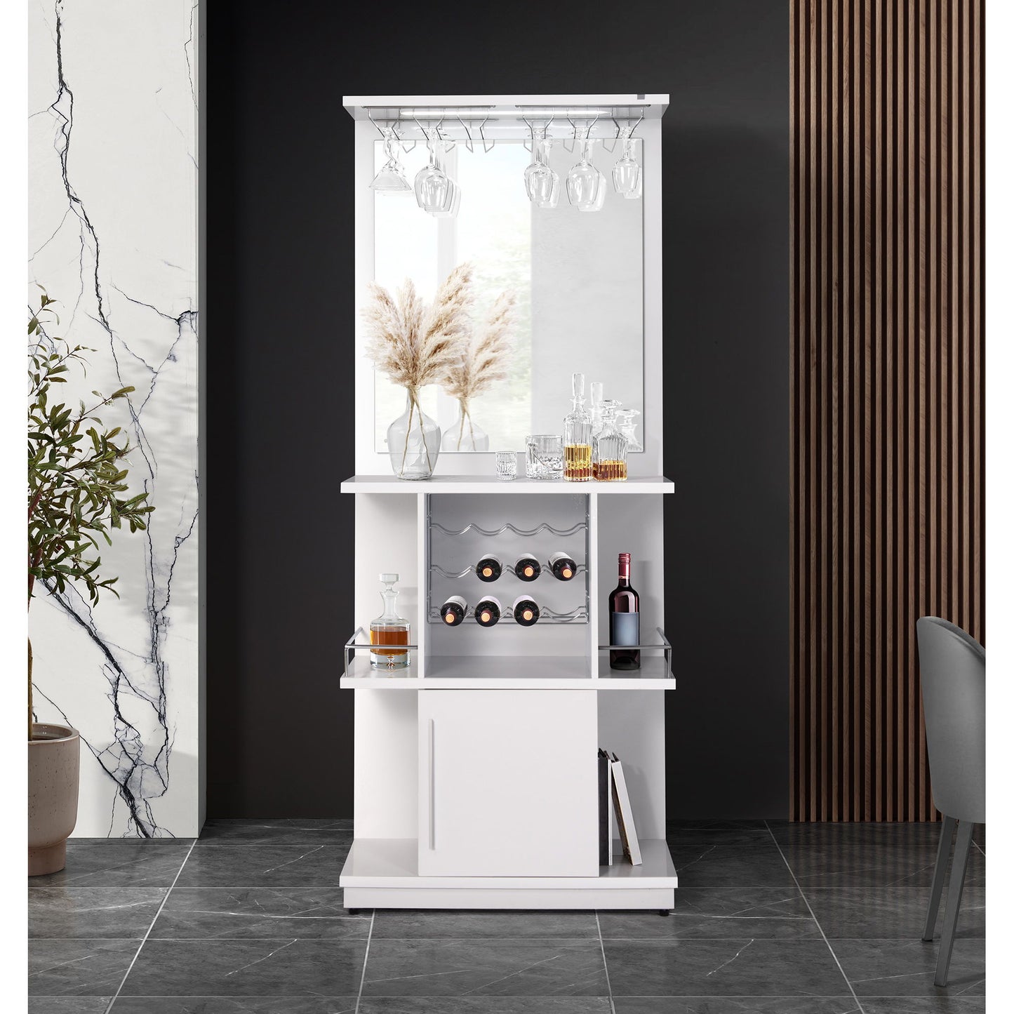 Wendolyn - Wine Cabinet With Light - Glossy White