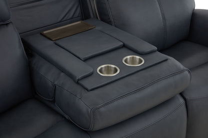 Warren - Power Reclining Sofa With Console, Power Headrest & Lumbar - Black