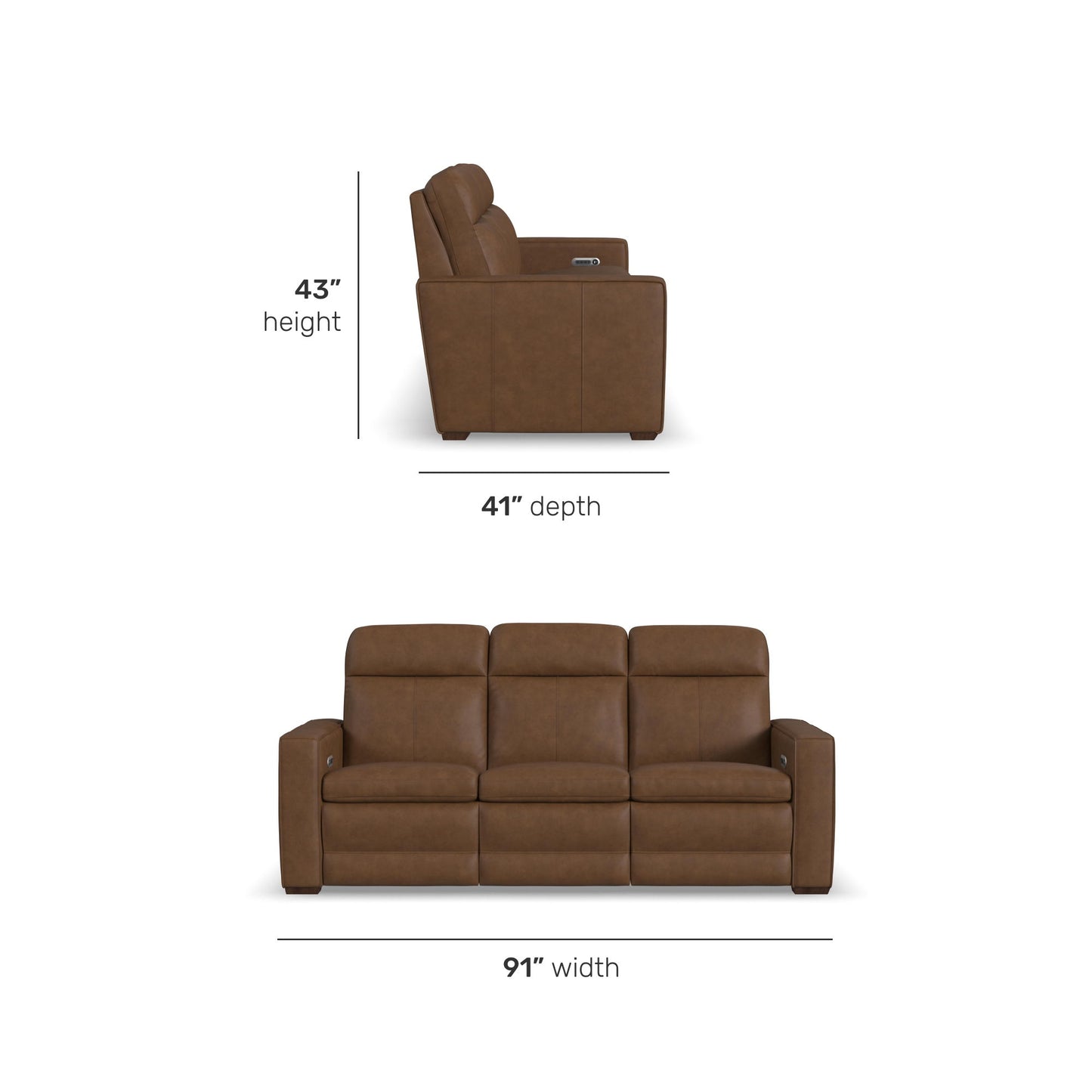 Dutch - Power Reclining Sofa With Console, Power Headrest, & Lumbar
