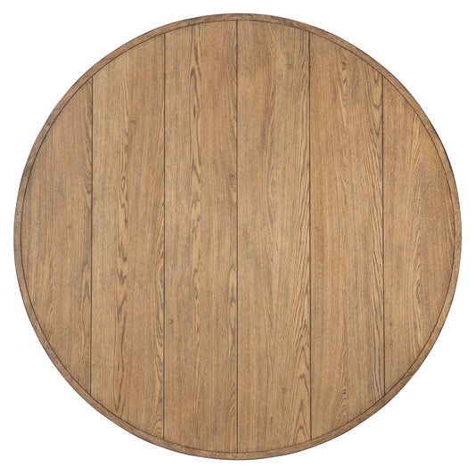 Vintage Market - Round Dining Table Top - Barnwood Oak And Kettle Black
