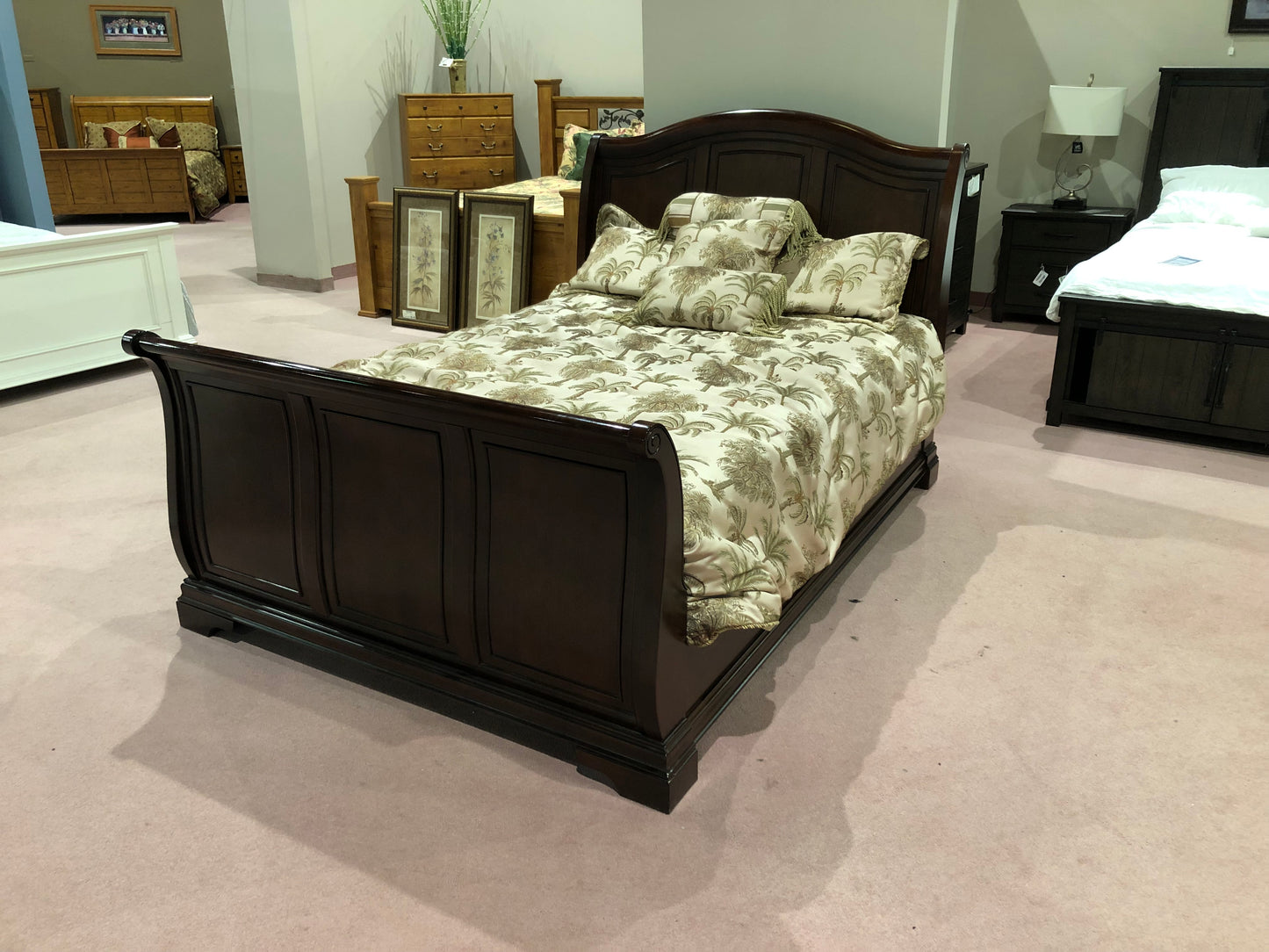 Cherry Sleigh Bed