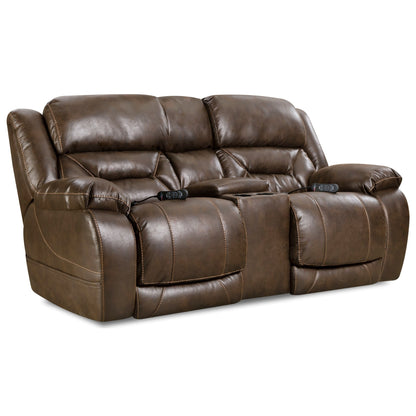 Brown leather reclining sofa on a white background