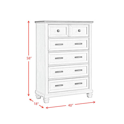 Farmington - 5 Drawer Chest - Medium Brown / Washed Stone