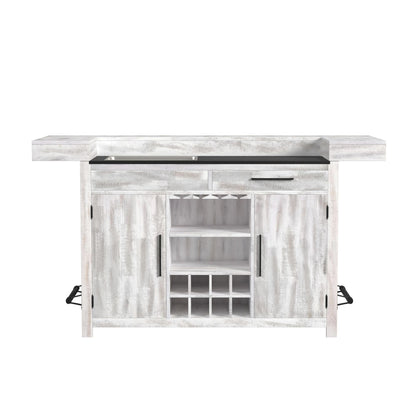 Rogen Rustic - Bar Table With Ice Tray, USB And Power - Rustic White