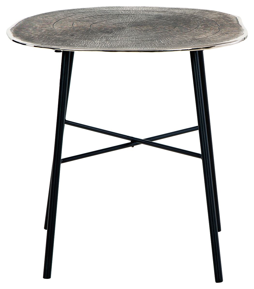 Laverford - Round End Table - Chrome / Black