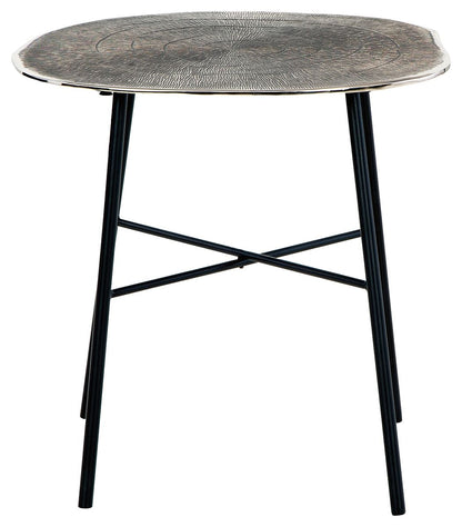 Laverford - Round End Table - Chrome / Black