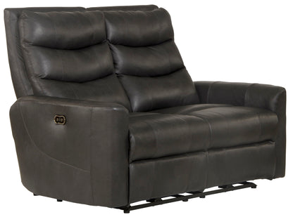 Bosa - Leather Power Reclining Loveseat - Charcoal