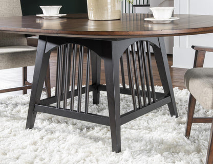 Fenmore - Complete Round Dining Table - Mocha And Distressed Cherry