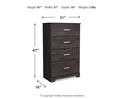 Belachime - Four Drawer Chest - Charcoal
