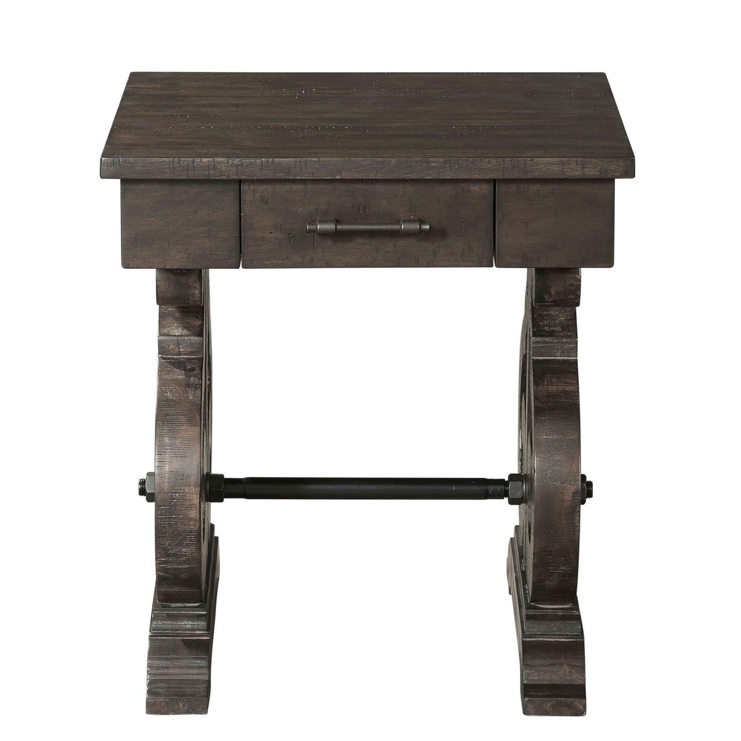 Stone - Chairside Table With PU Base - Dark Walnut