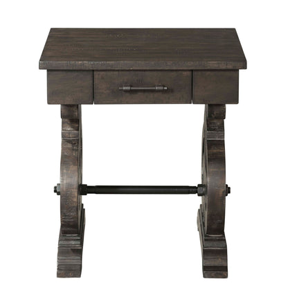 Stone - Chairside Table With PU Base - Dark Walnut